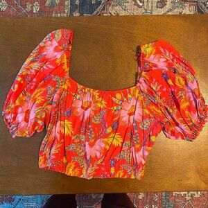 RACHEL Rachel Roy Floral Puff Sleeve Top